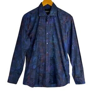 Maceoo Shirt Mens Size 3/M Luxor Camo Blue Button Up Italian Fabrics